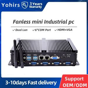 Yohirs 산업용 팬리스 미니 컴퓨터 Intel Core i5 3317U Celeron 1037U 2xRJ45 Lan 4xRS232 COM 8USB 견고한 마이크로 PC Win7 XP OS