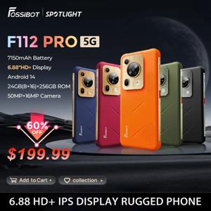 [월드 프리미어] Fossibot F112 PRO 5G 견고한 스마트폰 6.88인치 HD+ 7150mAh 24G(8+16)+256G 휴대폰 안드로이드 14 50MP 휴대폰