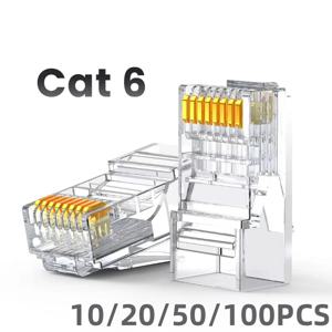 RJ45 커넥터 이더넷 케이블 Cat6 커넥터 10/20/50/100pcs 이더넷 케이블 압착 커넥터 네트워크 용 UTP 네트워크 플러그