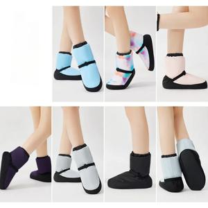 여성 워밍업 부티 슬리퍼 댄스 신발 스트랩 따뜻함 PVC Outsole 겨울 연습 훈련 신발 빅 사이즈