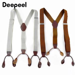 1Pc 남성용 성인용 멜빵 35mm 폭 6홀 버튼 탄성 스트랩 남성용 멜빵 정장 바지 조크스트랩 남성용 하네스 액세서리