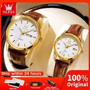 OLEVS 6898 커플 시계 럭셔리 오리지널 패션 브랜드 방수 빛나는 석영 손목 시계 달력 디자인 날짜 스포츠