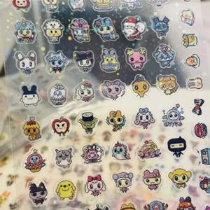 8pcs 일본 애니메이션 다마고치 스타일 픽셀 그래프 컷 필름 스티커 데스크탑 전화 쉘 장식 핸드 계정 diy 액세서리 장난감