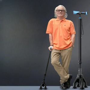 ‌ 탄소 섬유 지팡이 - 노인을 위한 조절 가능한 4구 쿼드 지팡이, 텔레스코픽 손잡이가 있는 경량 미끄럼 방지 이동성 보조 장치