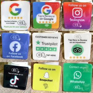 3.93인치 인스타그램 페이스북 구글 트립어드바이저 트러스트파일럿 리뷰 플라크 NFC 탭 카드 자가 접착 에폭시 스티커