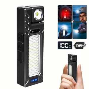 휴대용 강력한 센서 손전등 Type-C 충전식 Led 토치 자석 야외 방수 모자 클립 램프 캠핑 랜턴