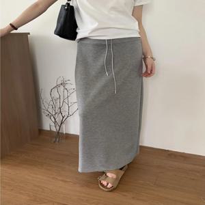 한국 디자인 감각 비대칭 스트레이트 레그 바디콘 미니스커트 여성 가을 신축성 허리끈 캐주얼 스웨트 스커트