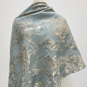 미리 재단된 연하늘색 꽃무늬 메탈릭 자카드 원단, 드레스, 스커트 및 가구용 디자이너 3D 엠보싱 빈티지 브로케이드