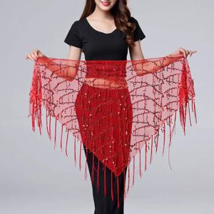 벨리 댄스 힙 스카프, 스팽글 프린지 삼각형 모양, 여성용 공연 연습 허리 체인 액세서리