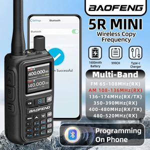 2PCS BAOFENG 워키토키 UV-5R 미니 듀얼 PTT 멀티 밴드 블루투스 프로그래밍 Rx 5W 컴팩트 VOX FM 아마추어 라디오 타입-C 충전