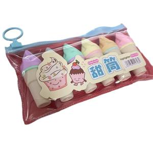 6개입 아이스크림 형광펜 세트 미니 마커 펜 문구 학생용 그림 그리기 도구 학생 학교 필기 형광펜