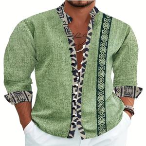 새로운 남성용 3D 앵무새 프린트 셔츠 남성 패션 긴팔 셔츠 캐주얼 루즈 오픈 셔츠 빈티지 탑