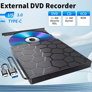 외장형 DVD RW 라이터 리더 플레이어 버너 USB 3.0 타입 C 2포트 일체형 슬림 VCD CD 광학 드라이브 노트북 PC 컴퓨터용