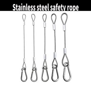 2PCS 304 스테인리스 스틸 와이어 로프 금속 클라이밍 버클 와이어 로프 안전 슬링 기계 장비 연결에 적합