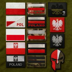 폴란드 국기 자수 패치 폴란드 독수리 군대 반사 전술 엠블럼 아플리케 배지 TF-9 GROM 군사 사기 배지