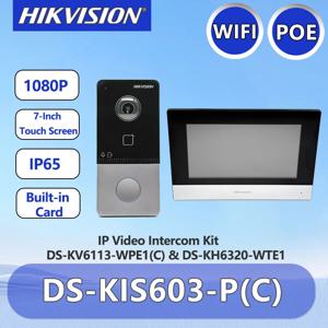 Hikvision 비디오 인터콤 키트 DS-KIS603-P(C) POE 초인종 도어 스테이션 WIFI 7인치 모니터 DS-KV6113-WPE1(C) DS-KH6320-WTE1 홈