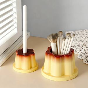 푸딩 연필꽂이 사랑스럽고 귀여운 푸딩 연필꽂이 창의적인 데스크탑 소녀 하트 모양 미니 장식