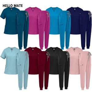 의사 간호사 간호 작업복 의료 수술복 여성 치과 임상 스크럽 세트 뷰티 랩 포켓 탑 팬츠 스파 슈트