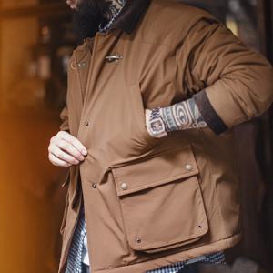 메이든 빈티지 남성 사파리 코튼 재킷 따뜻한 패딩 헌팅 재킷 코듀로이 칼라 바른 코트 가을 겨울용 윈드브레이커