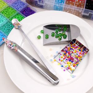 1개 스테인리스 스틸 비드 숟가락 작은 숟가락 진주 삽 도구 DIY 보석 비딩 비드 수집 및 정리용