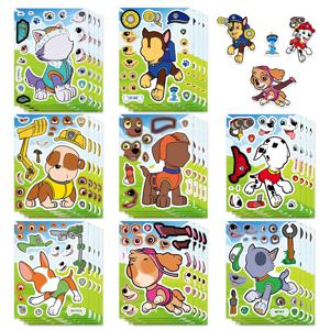 8/16장 얼굴 만들기 PAW 패트롤 퍼즐 만화 스티커 DIY 라이더 체이스 조립 퍼즐 어린이 장난감 소년 게임 파티 선물