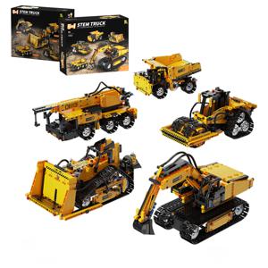 T2012 535PCS 5-in-1 변형 프로그래밍 엔지니어링 차량 로봇 STEM 장난감 리모컨 포함