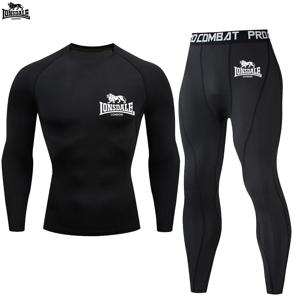 LONSDALE 투피스 남성 겨울 패션 다기능 따뜻한 바텀 세트 청년 라운드 넥 긴팔 티셔츠 신축성 있는 허리 바지