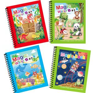 1개 물 그림 마법 책 재사용 가능한 어린이 몬테소리 장난감 색칠책 리필 가능한 물펜 포함 어린이 교육용 장난감