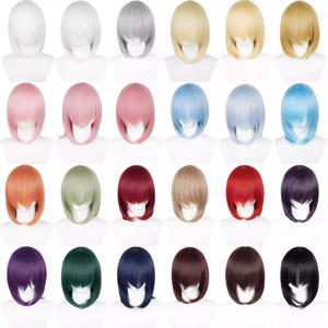 다양한 색상의 16인치 보브 가발은 다양한 장면에 적합하며 원하는 헤어스타일로 다듬을 수 있습니다.