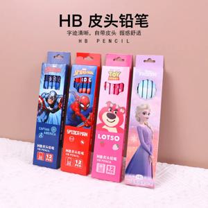 12Pcs 엘사 엘사 스파이더 맨 연필 귀여운 애니메이션 엘사 HB 박스형 연필 사무실 그림 학교 용품 어린이 크리스마스 선물