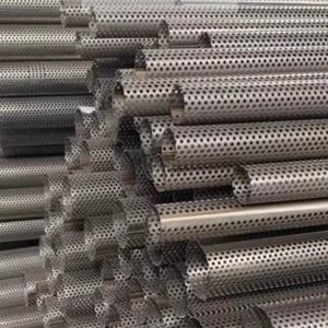 1미터 길이 SUS304 스테인리스 스틸 천공 금속 필터 튜브 파이프 실린더 구멍이 있는 산업용 소음 감소 배기 파이프