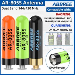 ABBREE AR-805S 안테나 SMA-암컷 단거리 안테나 듀얼 밴드 고이득 UHF VHF UV-5R 미니 콴셩 UV-K1 UV K5 무전기용