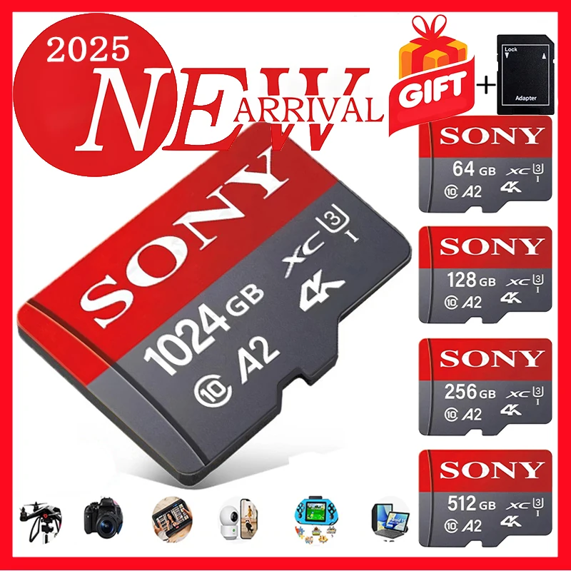 소니 마이크로 SD 카드 고속 SD 메모리 카드 128GB 256GB 1024GB 512GB 64GB 마이크로 SD U3 A2 TF 플래시 카드 소니 카메라 PC용