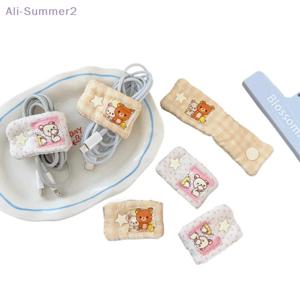 {CC22} 만화 곰 데이터 케이블 천 보관 홀더 귀여운 리락쿠마 ‌ 마슈마로 충전 케이블 정리기 전원선 보관 도구