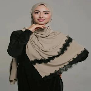 뉴저지 레이스 롱 무슬림 숄 플레인 소프트 스카프 터번 헤드랩 여성용 아프리카 헤어밴드 170x60cm