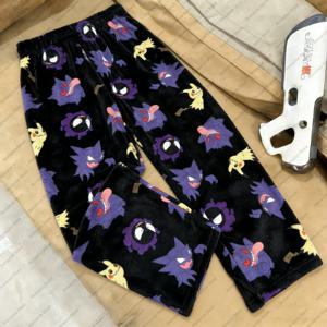 2026 포켓 몬스터 피카츄 풀 오버 프린트 성인 파자마 바지 가족 맞춤 의상 가을 및 겨울 플란넬 편안한 바지