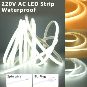 LED 스트립 220V 방수 COB LED 스트립 라이트 240Leds/M 3000K 4000K 6000K 홈 데코 유연한 리본 선형 조명