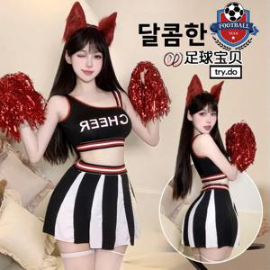 섹시하고 매콤한 소녀들을 위한 레터 프린트 컬러 블록 슬림핏 배꼽 노출 미니스커트 퍼포먼스 치어리딩 유니폼 중국 제작