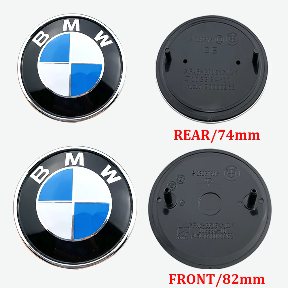 2개- 82mm-74mm 자동차 앞 보닛 엠블럼 후면 트렁크 로고 BMW 미니 1 2 3 4 5 7 E46 E36 E34 F10 E90 시리즈 X1 X3 X4 X5 X6 X7용