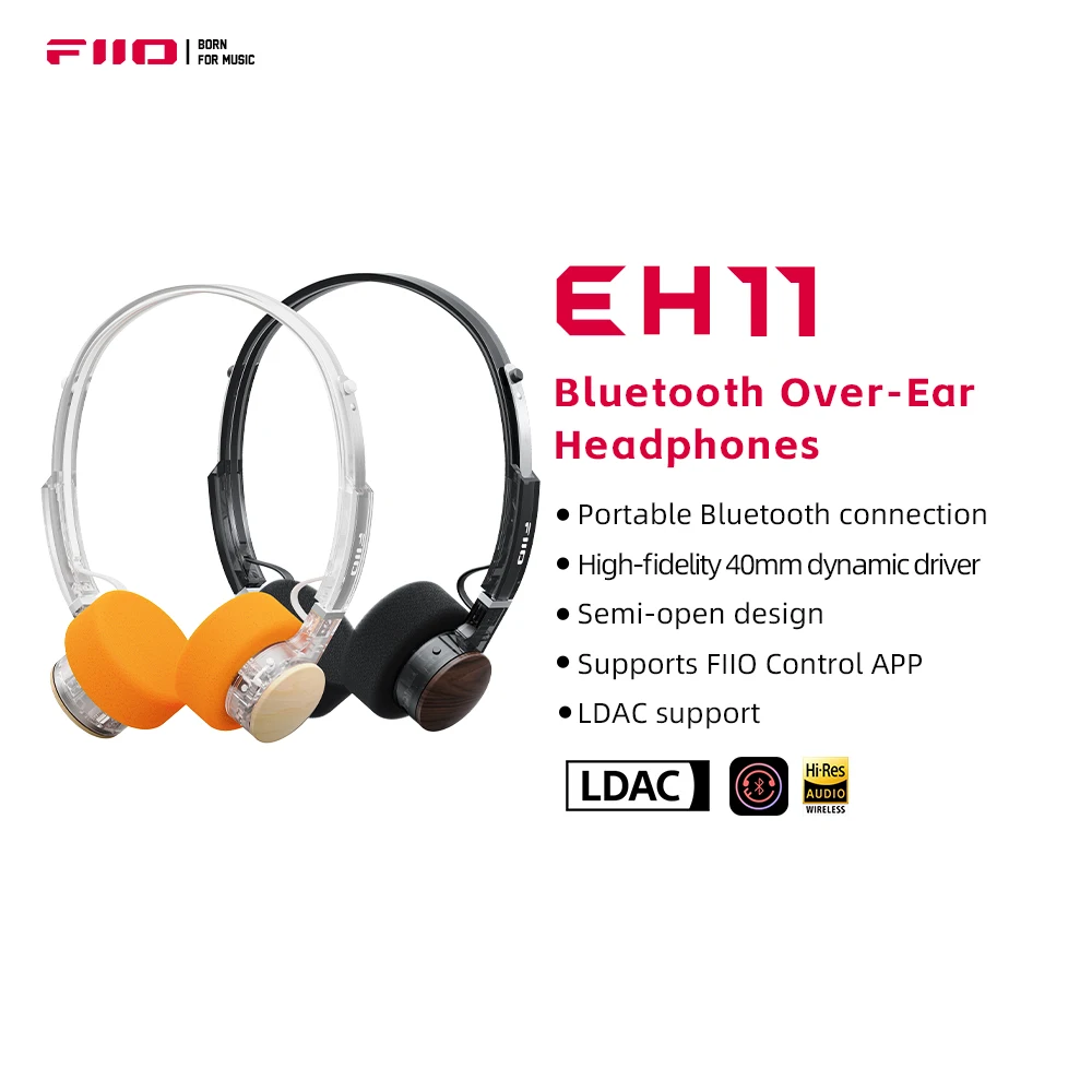 FIIO EH11 온이어 블루투스 헤드폰, 강력한 베이스 및 LDAC Hi-Res 오디오, 가벼운 레트로 디자인, 30시간 배터리, 듀얼 디바이스 및 A