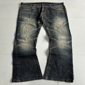 레트로 유럽 및 미국 하라주쿠 워싱 진 펑크 패션 하이 스트리트 의류 스트리트 디스트레스드 힙합 스트레이트 팬츠 남성용