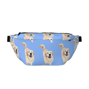 크로스바디 허리 가방 골든 리트리버 도그고 라이트 블루 남녀공용 조절 가능한 패니 팩 여행용 러닝 머니 폰 파우치 체스트 백
