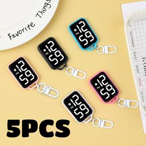 LED 키체인 포켓 시계 디지털 전자 시계 키체인 발광 기능 걸이형 시계 터치 디스플레이 디지털 펜던트 시계