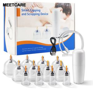 전기 부항 세트 중국식 부항 요법 세트 진공 전문 마사지 24개 부항 키트 흡입 컵 펌프 및 연장관 포함