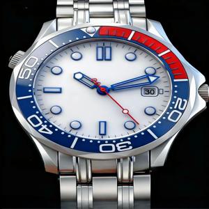 새로운 남성용 고급 시계 자동 기계식 무브먼트 블랙 블루 세라믹 손목시계 42mm