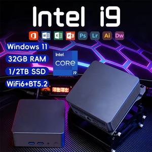 휴대용 미니 PC 인텔 코어 i9 9900U 인텔 코어 i3 6100U 윈도우 11 프로 16GB 32GB 램 1TB SSD 게이밍 컴퓨터 WiFi6 데스크탑 PC