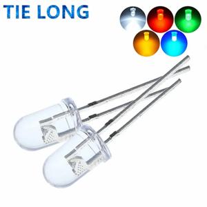 100pcs 고품질 투명 라운드 5mm 슈퍼 밝은 물 맑은 녹색 빨간색 흰색 노란색 파란색 빛 LED 전구 방출 다이오드