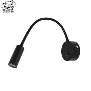RV LED 독서 등 12V 유연한 구즈넥 벽 램프 360도 회전 호스 벽 버튼 제어 캐러밴 Motorhome Camper