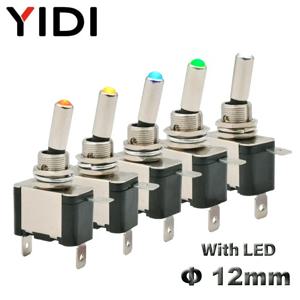 5pcs 조명 12V DC 토글 스위치 래칭 2 위치 3pin ON OFF 20A LED 라이트 빨간색 녹색 흰색 자동차 자동 보트 트럭