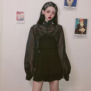 태양 증거 셔츠 여성 자르기 스탠드 칼라 전통 중국 스타일 레저 기질 우아한 streetwear 숙녀 섹시한 여름 camisas